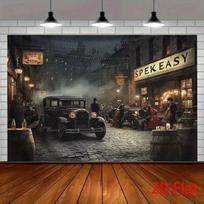 2D Speakeasy Backdrop, 1920s Roaring 20s Gangster Photography Background for Party Decor 47.2x31.5inch/120*80cm gray
