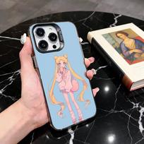 Animacinis S-Sailor M-Moon-es Art telefono dėklas, skirtas iPhone 17,16,15,14,13,12,11 Plus,Pro Max,XS, Spalvotas sidabru dengtas vidinis dangtelis iPhone16se4 white