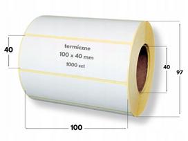 Termo etiketės 100x40 mm, baltos, 1000 vnt., geltonas pagrindas, tinkamos Zebra spausdintuvams