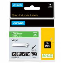 Vinilinė juostelė DYMO IND Rhino, 12 mm x 5,5 m, žalia su baltais užrašais