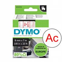 Lipni juostelė DYMO 9 mm x 7 m, balta su raudonu užrašu, S0720700