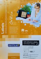 Lipnios etiketės Rayfilm, baltos matinės, CD, 118x41 mm, lazeriniams spausdintuvams, 100 lapų