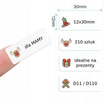 Lipdukų etiketės NIIMBOT, 12x30 mm, 210 vnt., Kalėdinės