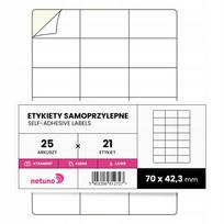 Lipnios etiketės spausdintuvui, A4, 70x42,3 mm, 25 lapų, baltos