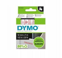 Etiketė DYMO D1, 12 mm x 7 m, raudona ant permatomo pagrindo