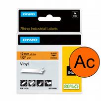 Vinilo juostelė DYMO, 12 mm, oranžinė, juoda spauda