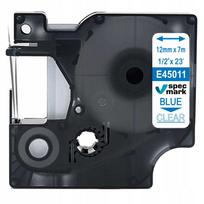 Etiketės juostelė DYMO D1 45011, 12 mm x 7 m, permatoma su mėlynu tekstu