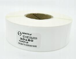 Baltos folijos lipdukai 30x50 mm, 1000 vnt., atsparūs vandeniui