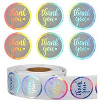 Lipdukai „Thank You“ holografiniai apvalūs, lipnūs, 1000 vnt.