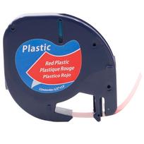 Plastikinė etiketės juostelė DYMO LetraTag, raudona, 12 mm x 4 m