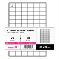 Lipdukai A4 spausdintuvui, 33x22 mm, balti, 78 vnt., 25 lapai