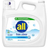 Skalbimo gelis All Free Clear Plus, 6,15 l, 166 skalbimų, įvairiems audiniams