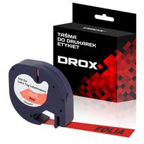 Etikečių juostelė DYMO Letratag 12 mm x 4 m, raudona, juodas tekstas, plastikinė, 91203