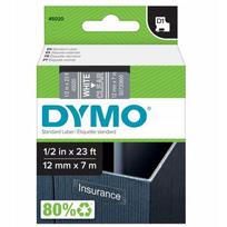 Lipni juostelė DYMO D1 45020, 12 mm, skaidri su baltais užrašais, originali