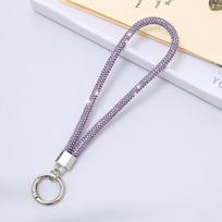 Luxury Mobile Phone Crystal Wrist Straps Glitter Rhinestone Phone Lanyard Keychain Hanging Anti-lost Rope violetinė