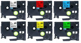 6 juostelių rinkinys Brother TZe-FX 12 mm TZe-FX231/431/531/631/731 label printeriams