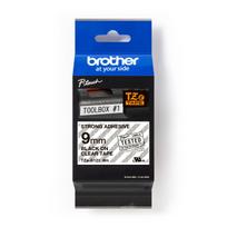Lipni juostelė Brother TZE-S121, 9 mm, permatoma su juodu tekstu, stiprūs klijai