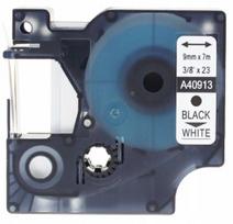 Etiketės juostelė DYMO D1 40913, 9 mm, balta/juoda, s0720680