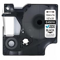 Etiketės juostelė DYMO D1 45010, 12 mm x 7 m, permatoma, juodas tekstas