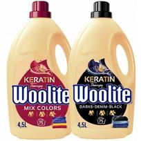 Skalbiklio rinkinys WOOLITE su keratinu spalvotiems ir juodiems drabužiams, 2 x 4,5 l