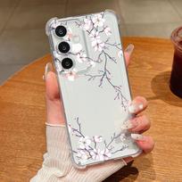 Dėklas Samsung Galaxy A57 A37 A17 A56 A16 A55 A36 A26 A15 A35 A54 A53, su animacinių gėlių raštu, skaidrus, atsparus smūgiams, minkštas telefono dėklas Galaxy S26 Ultra