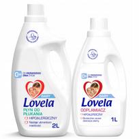Hipoalerginis skalbinių minkštiklis Lovela 2 l + Lovela dėmių valiklis 1 l