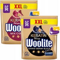 Skalbimo kapsulės Woolite su keratinu, tamsiems ir juodiems džinsams, 2 x 43 vnt.