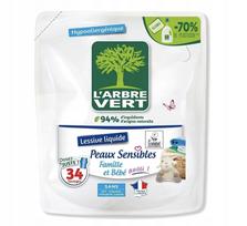 Skystas skalbiklis jautriai odai L'ARBRE VERT, 1,53 l, 34 skalbimai
