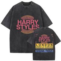 Harry Styles Together Tour 2026 Vintage skalbinti marškinėliai Vyrams Moterims Pop Muzikos Mada Oversize Medvilniniai Laisvalaikio Streetwear L black