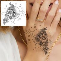 1 lapas Saulėgrąžos Pusmėnulio Laikinos Tatuiruotės Moterims Vyrams Rankoms Kaklui, Laikinos Netikros Tatuiruotės Lipdukai Ilgai Išliekančios Realistiškos Tatuiruotės China Mainland
