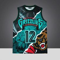 Krepšinio marškinėliai - Meninė genčių grafika, skaičius  12 , dizainas  GRIZZLIES 1995-2019 , 25-ojo sezono dizainas, sportiniai marškinėliai 6XL blue
