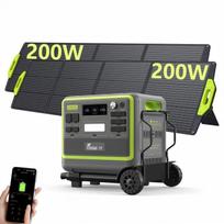FOSSiBOT F2400 Portable Power Station+400W Solar Panel+trailer, Solar Generator 2048Wh LFP Battery 2400W, Camp/Voy/Home/Urge