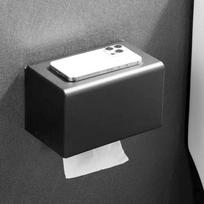 Toilet Roll Holder  Bathroom Storage Rack with Wipes Dispenser Black Multi-function Roll Paper Holder Stainless Steel Accessorie juoda