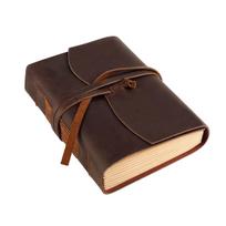 Vintage Crazy Horse Leather A4 Printed Diary/Journal Notebook with Genuine Leather Cover-Gift (as the picture,None) black