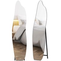 Viso ilgio veidrodis ant grindų be rėmo Grindų veidrodis netaisyklingos formos su atrama 40x4x160 cm Juodas ir sidabrinis 40 x 4 x 160 cm