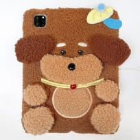 Cute Plush Teddy Dog Case for iPad A16 2025 11/12th A19 2026 Mini 6 7 8.3in iPad 7 8 9 10th 10.2in 10th 10.9in 10.5 Pro 11 Air 11 12.9 13 Tablet Case iPad Pro 13in(2024) brown
