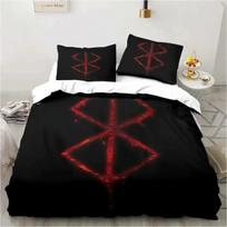 Berserk-Style Duvet Cover Bedding Set with Pillowcase,Black Swordsman Anime Print,Cozy All-Season Home Textile&Cool Gift for Men 200x200cm