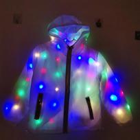LED šviečiantis šokio kostiumas moderniam šokiui, naktiniam klubui, koncertui, šviečiantis pasirodymui, madingas karnavalo vakarėlio paltas, kostiumas, LED kostiumai S blue