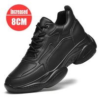 Vyriški batai su pakėlimu, minkštas guminis padas, nematomas vidinis pakėlimo įdėklas 6cm 8cm 10cm pakeltas aukštis sportbačiai 43 black