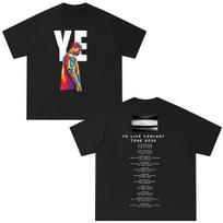 Rapper Kanye West Tour 2026 Print Tshirt Unisex Cotton Vintage Tshirt Short Sleeve Casual Oversized Unisex Streetwear Trendy S black