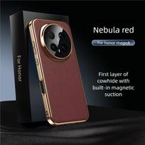 Prabangus natūralios odos magnetinis telefono dėklas Honor Magic 8 Pro, skirtas Magsafe belaidžiam įkrovimui, dangtelis Honor Magic 8 Armor Fundas For Honor Magic 8 raudona