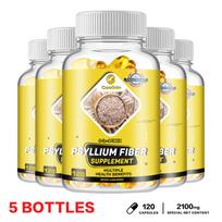 3-in-1 Fiber Psyllium Husk 2100mg 120 Capsules - Daily Fiber, Digestive Support 120*5
