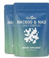 Ląstelių gyvybingumo kompleksas: NAC 600mg ir NAD+ kasdienės minkštos kapsulės (60 vienetų) 2pack