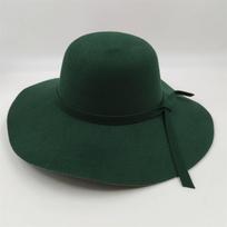 Women S Vintage Wool Felt Large Brim Round Top Elegant Lady Hat One Size tamsiai žalia spalva