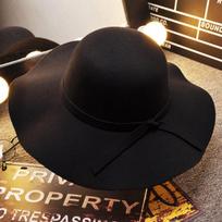 Women S Vintage Wool Felt Large Brim Round Top Elegant Lady Hat One Size juoda