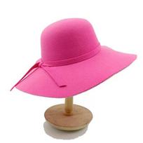 Women S Vintage Wool Felt Large Brim Round Top Elegant Lady Hat One Size rožinė raudona spalva
