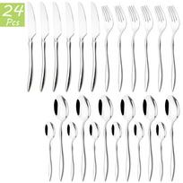24Pcs/Set Knife Fork Tea Spoon Tableware Vintage Dinnerware 304 Stainless Steel Cutlery Set Party Kitchen Silverware Flatware Set sidabras