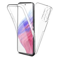 360 viso kūno apsaugos dėklas, skirtas Samsung Galaxy S22 Ultra S21 Plus A23 A53 A33 A73 A13 A22 A32 A52 A12 M23 M13 M32 4G 5G dvigubas skaidrus silikoninis dangtelis Samsung Galaxy A53 5G gryna