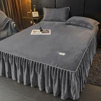 Vienspalvis lovos sijonas Aksominis lovos užvalkalas žiemai Nekenksmingas odai čiužinio apsaugos roupa de cama Namų lovatiesė (Nėra pagalvės užvalkalo) 180x200cm 1pc gray