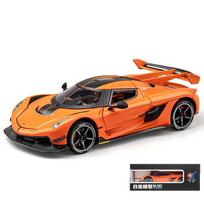 1/24 Lamborghini Koenigsegg JeskoŽaisliniai automobilių modeliai Lydinio kolekcionuojami Die-cast transporto priemonės su garsu ir šviesa oranžinė